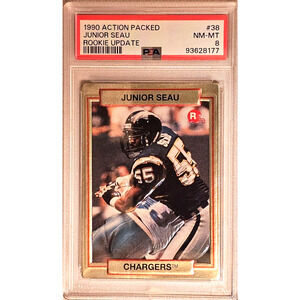 1990 Action Packed Rookie Update 38 Junior Seau PSA 8